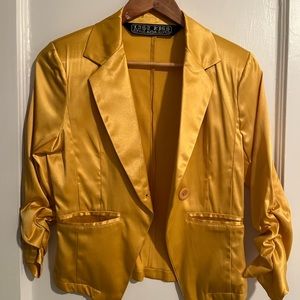 golden satin jacket S with draped sleeves